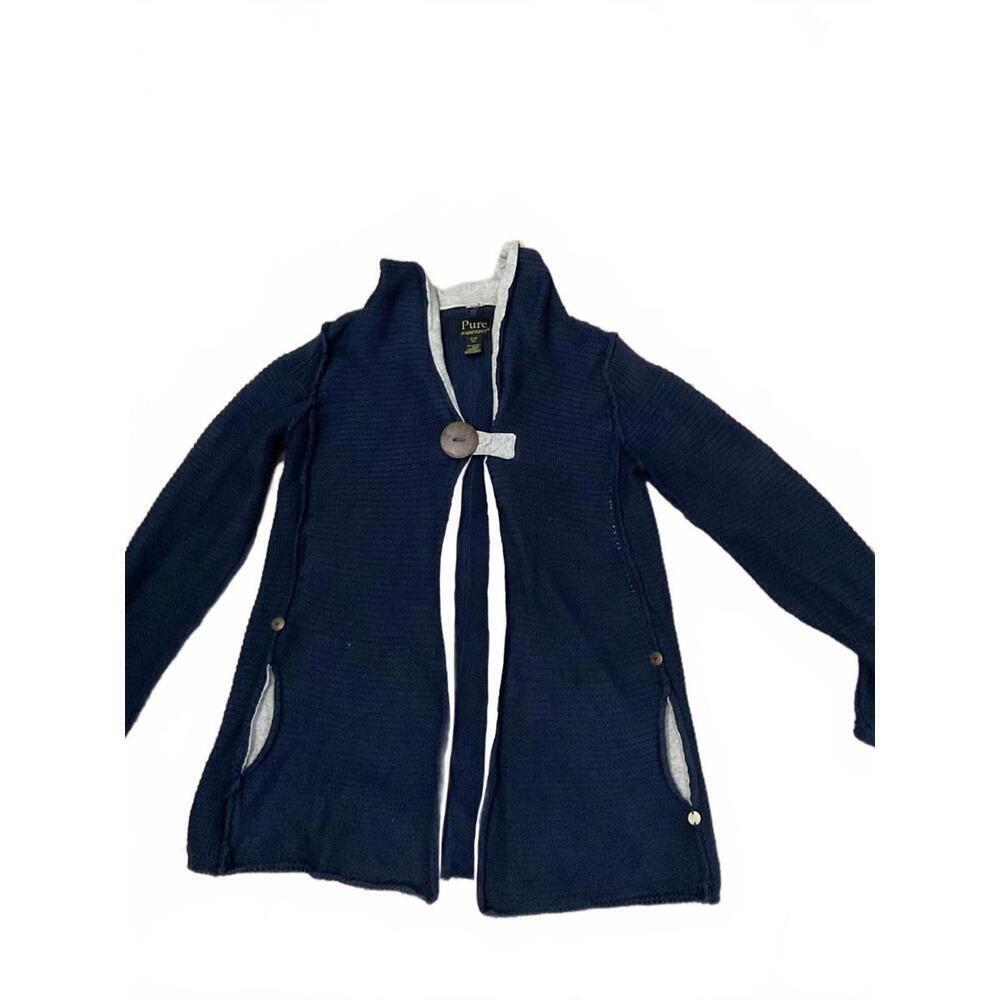 Pure Handknit Lagenlook Chunky Navy Cardigan S/M